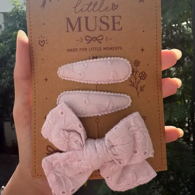Light Pink Chikankari Pins and Bow