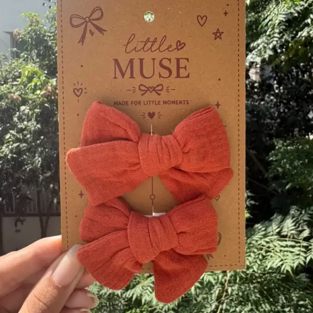 Dark Orange Plain Bow Pair