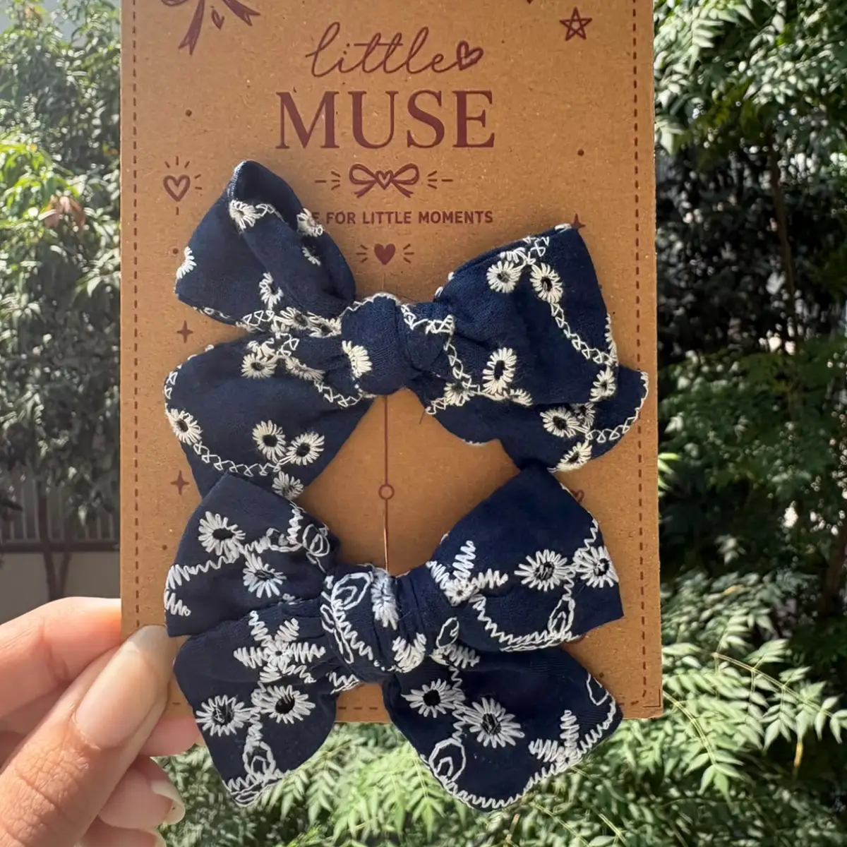 Navy Blue Chilankari Bow Pair
